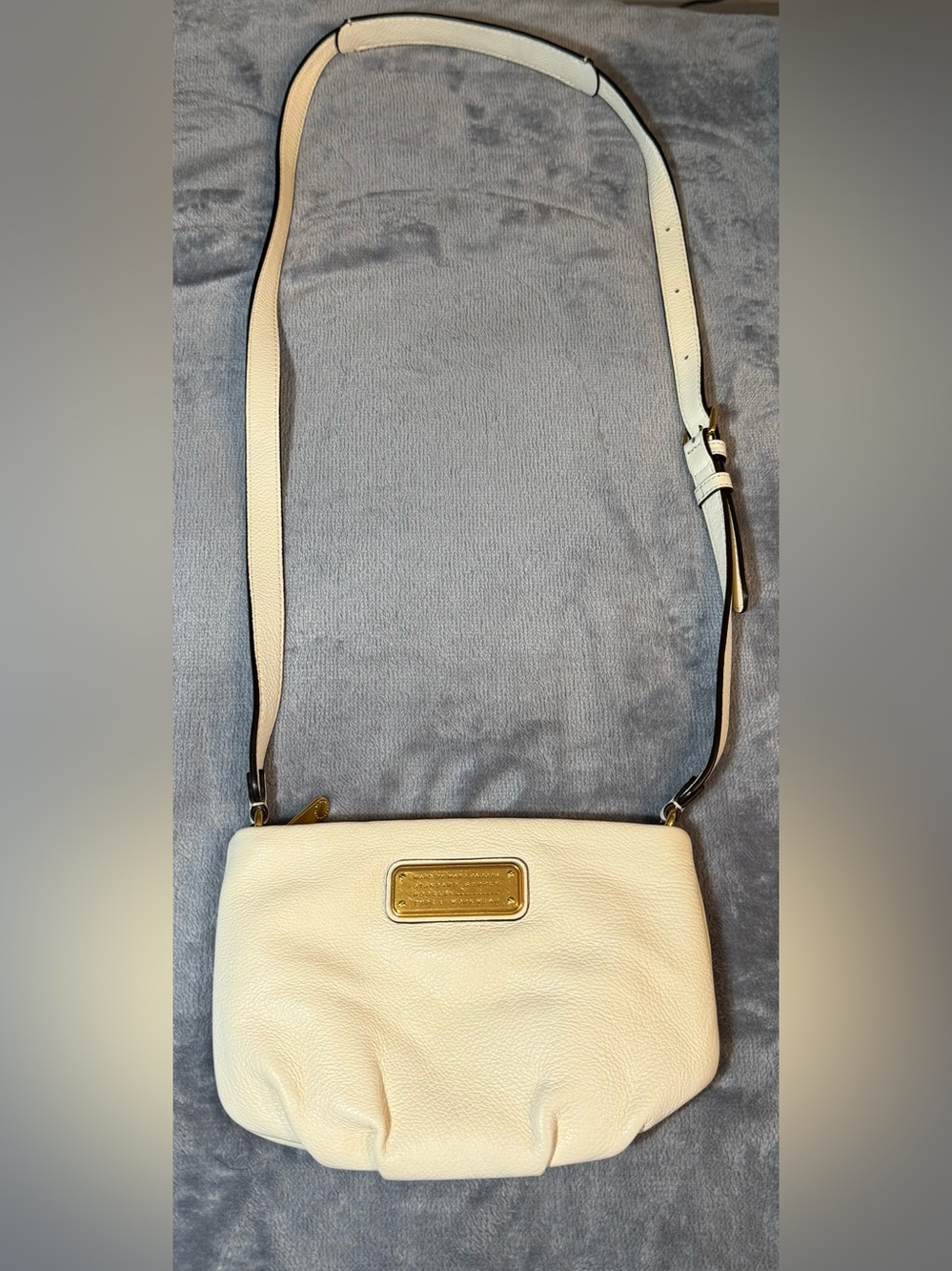 Marc by Marc Jacobs Classic Q Percy Cream Leather Pebbled Crossbody Bag